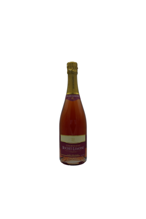 Photo Brut Rosé, appellation Champagne. 22.80€, nez frais, cerise et amande. Bouche tonique et acidulée, 8°C.