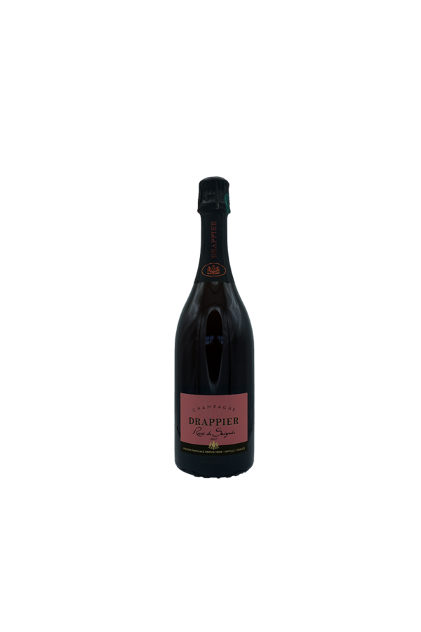Photo Rosé de saignée, appellation Champagne. 34.00€, notes de framboises et de mûres. Puissant, rond et ample, 8°C.